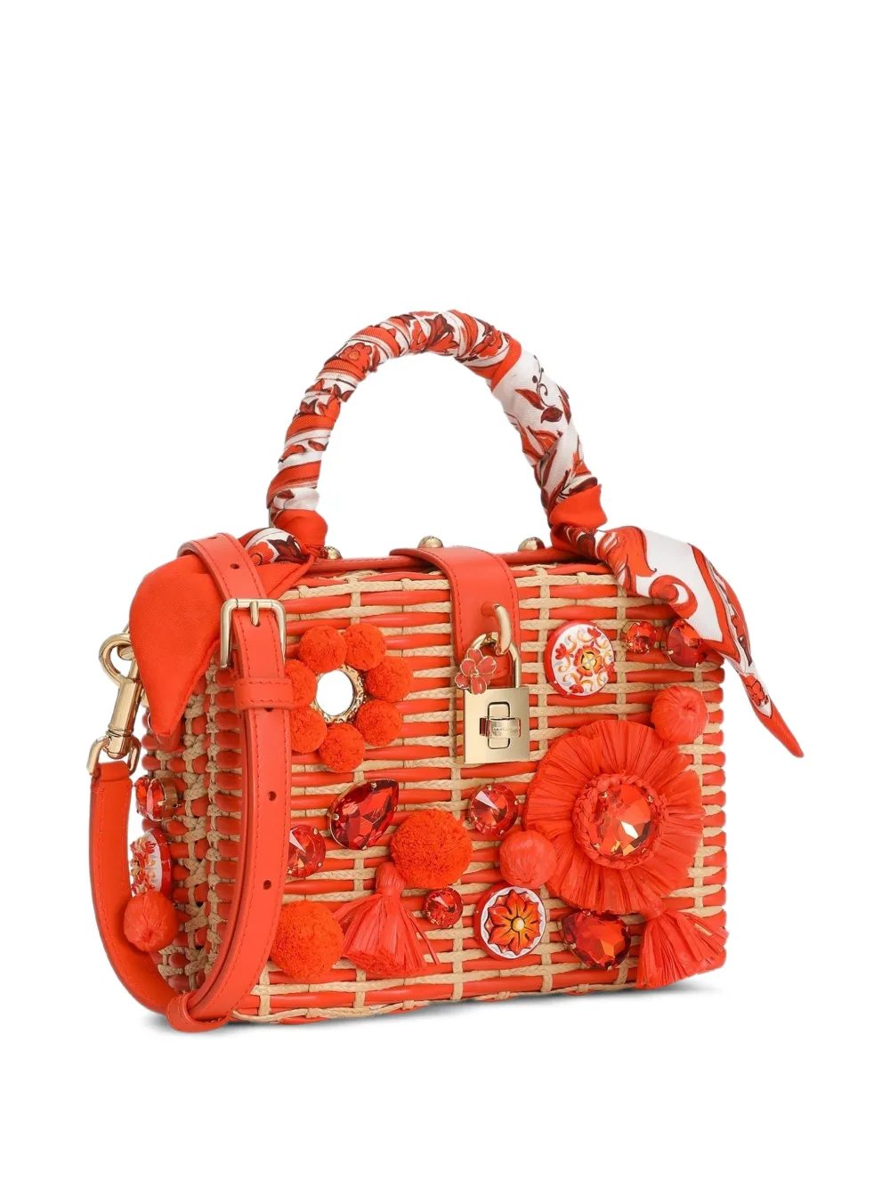 Dolce & Gabbana Dolce Box handtas van raffia Oranje
