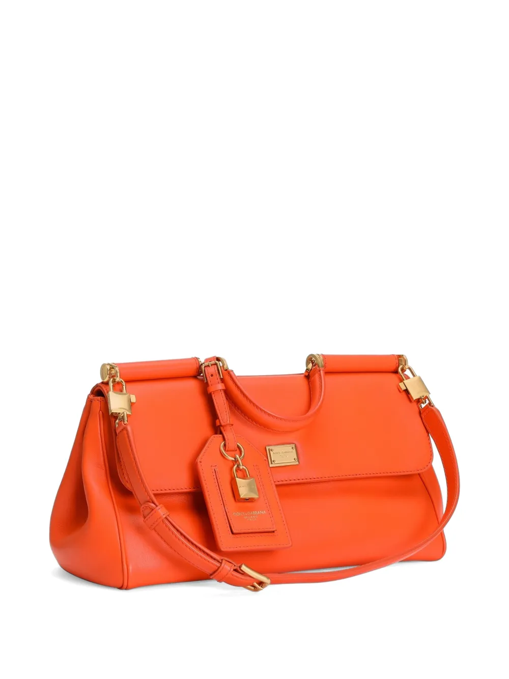 Dolce & Gabbana My Sicily medium kalfsleren handtas met plongé lux Oranje