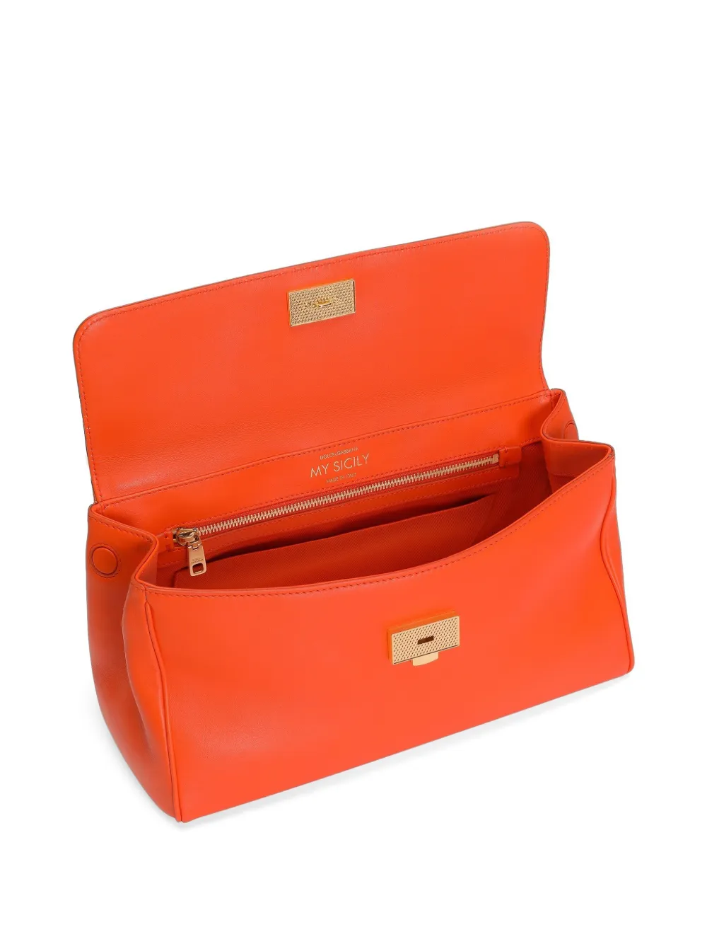 Dolce & Gabbana My Sicily medium kalfsleren handtas met plongé lux Oranje
