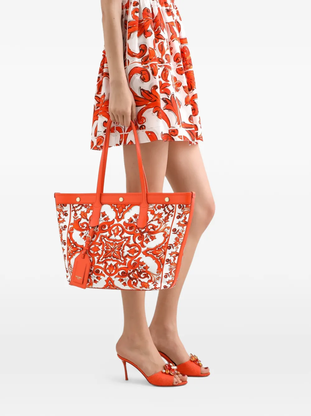 Dolce & Gabbana Atene shopper met Majolica-print canvas Oranje