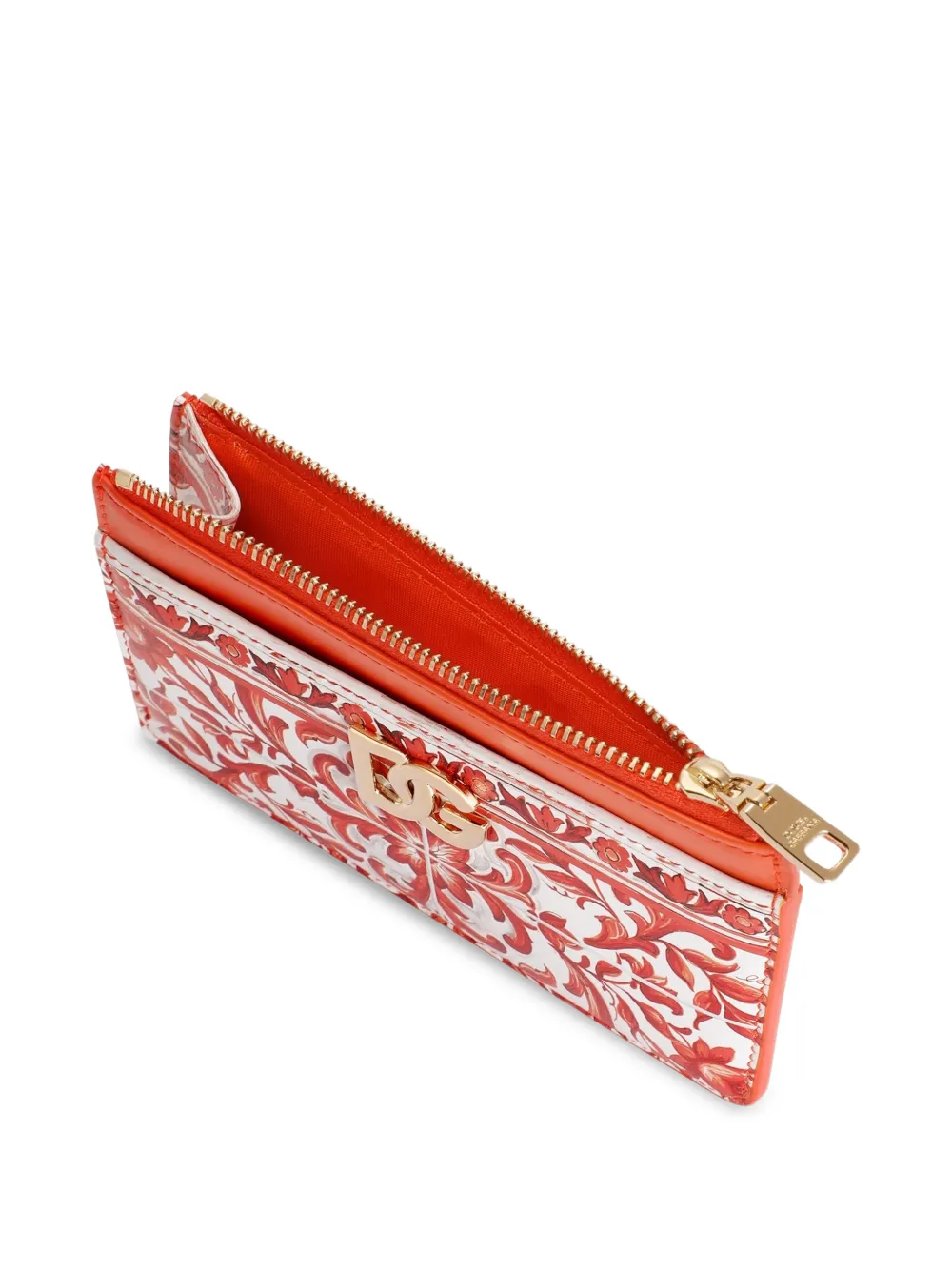 Dolce & Gabbana 3.5 kalfsleren pasjeshouder met Majolica-print Rood