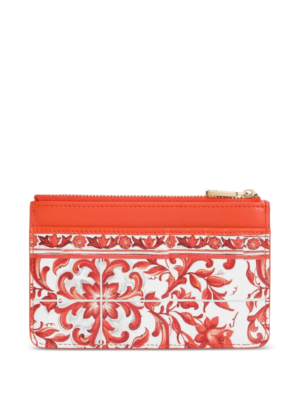 Dolce & Gabbana 3.5 kalfsleren pasjeshouder met Majolica-print Rood
