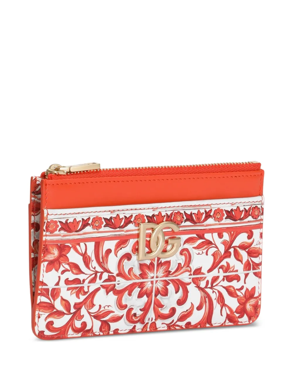 Dolce & Gabbana 3.5 kalfsleren pasjeshouder met Majolica-print Rood