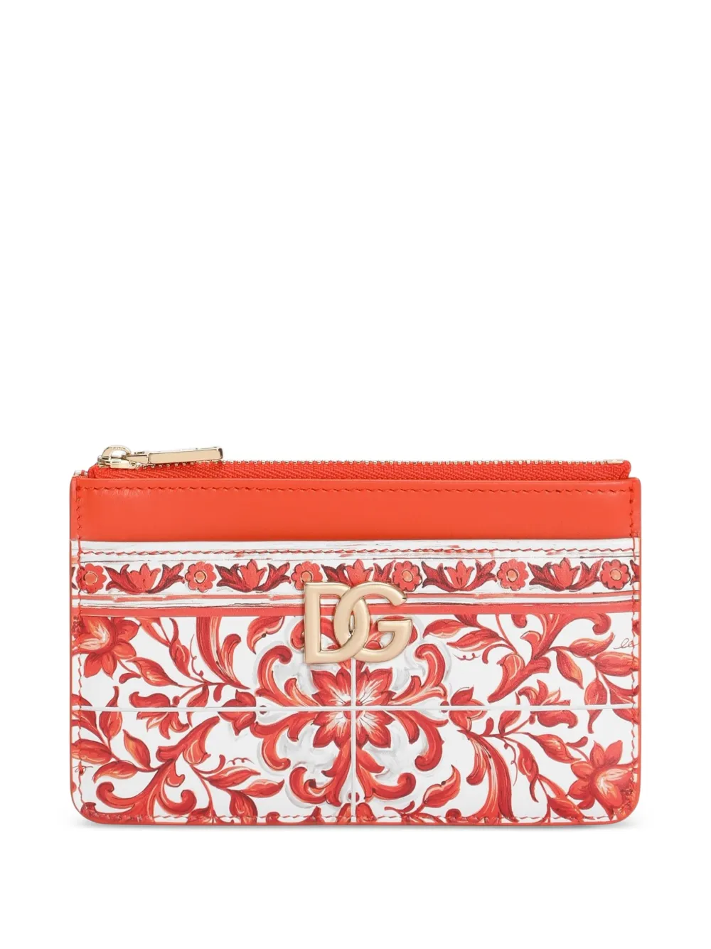Dolce & Gabbana majolica-print 3.5 calfskin card holder - Rosso