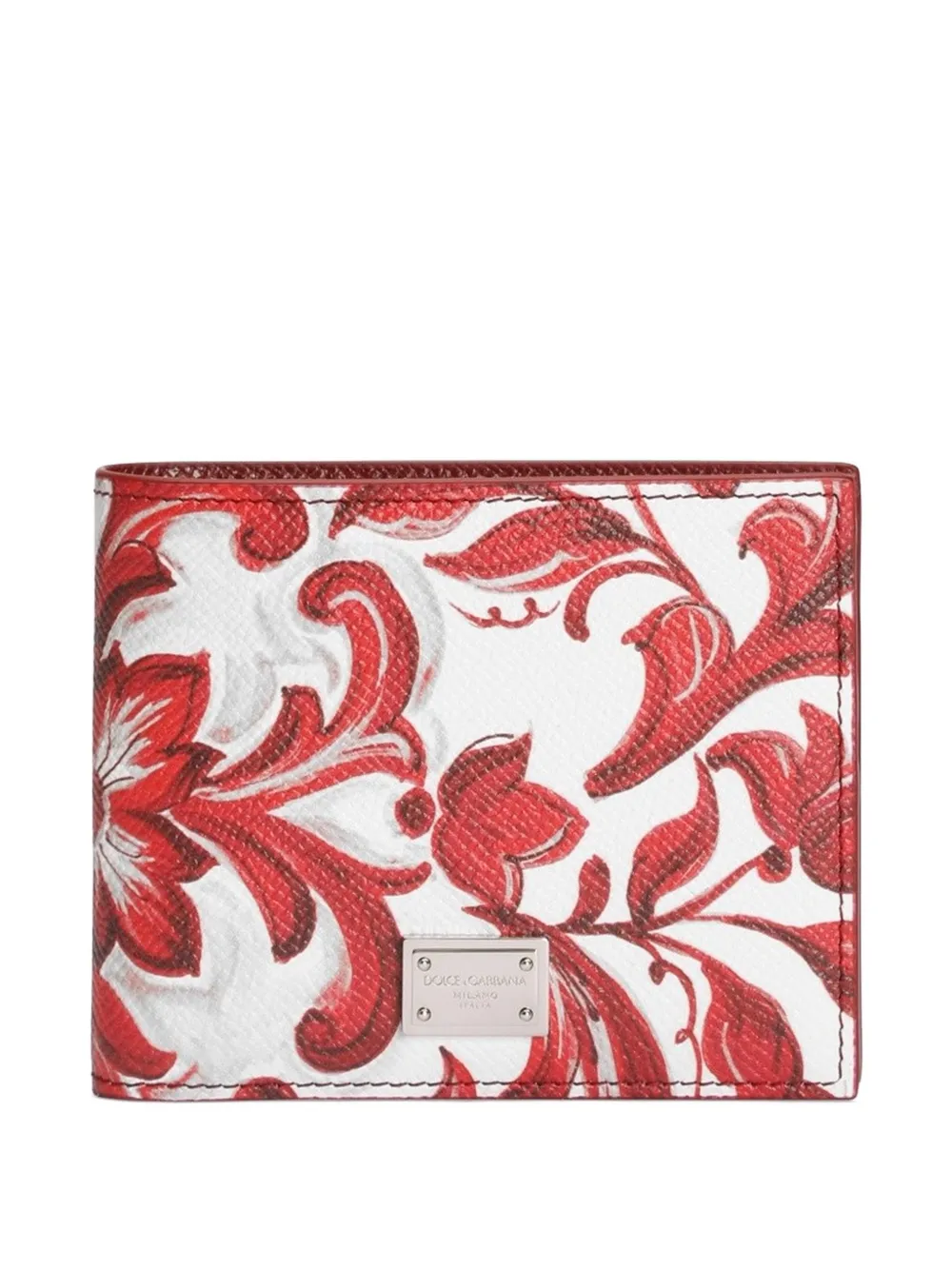Dolce & Gabbana majolica-print calfskin wallet - Bianco