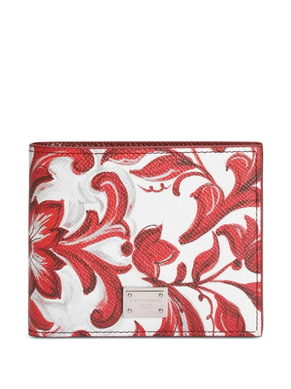 Dolce & Gabbana majolica-print calfskin wallet - Weiß