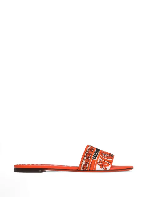 Dolce & Gabbana flat slippers with Majolica embroidery