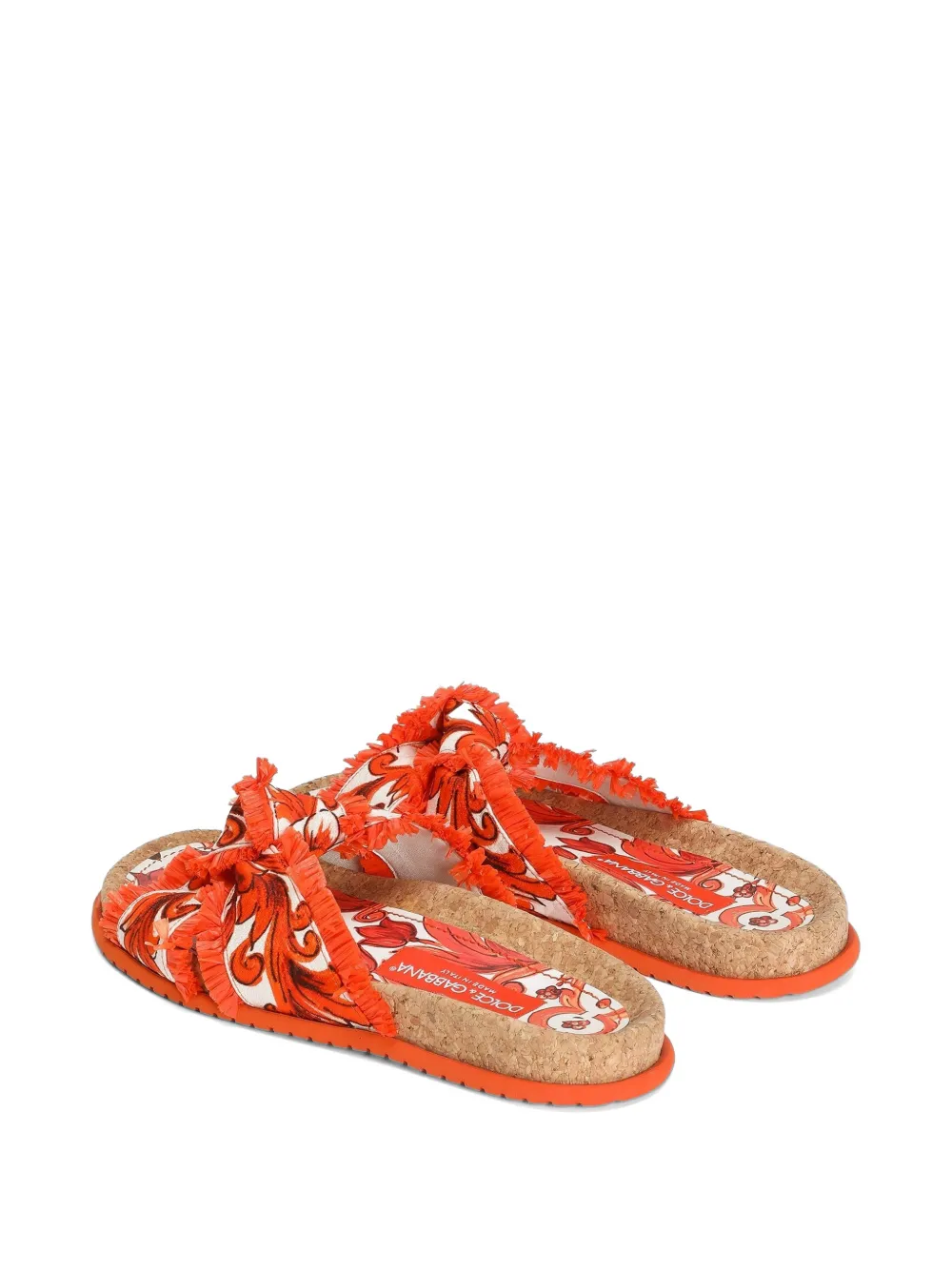 Dolce & Gabbana Brokaat slippers met Majolica-print Oranje
