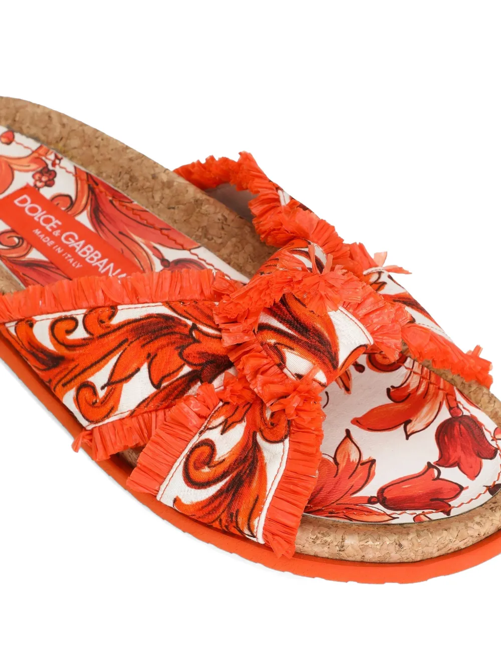 Dolce & Gabbana Brokaat slippers met Majolica-print Oranje