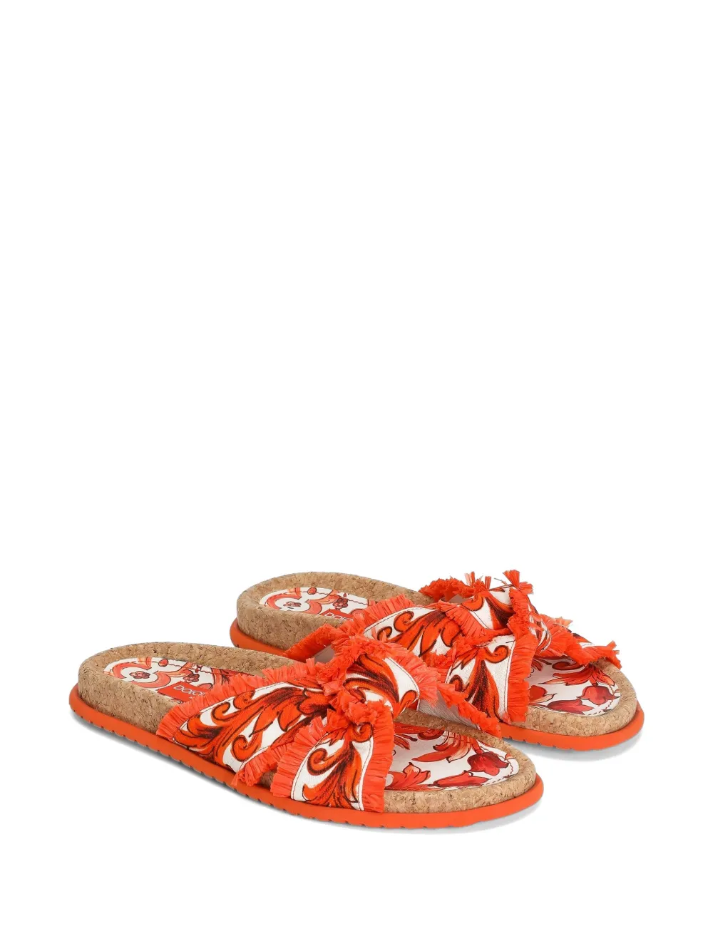 Dolce & Gabbana Brokaat slippers met Majolica-print Oranje