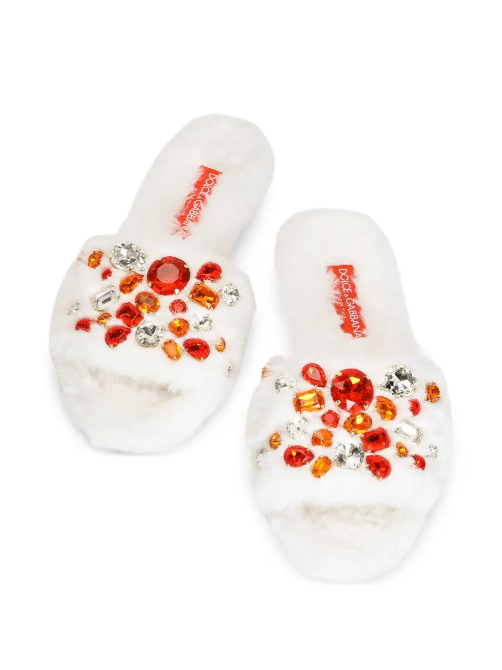 Dolce & Gabbana Slippers van imitatiebont Wit