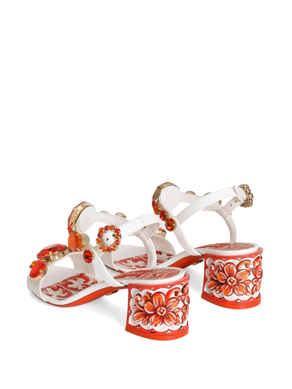 Dolce & Gabbana Lakleren sandalen met borduurwerk Wit