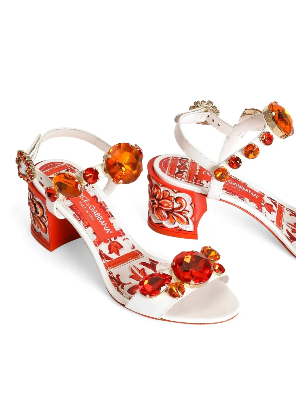 Dolce & Gabbana Lakleren sandalen met borduurwerk Wit