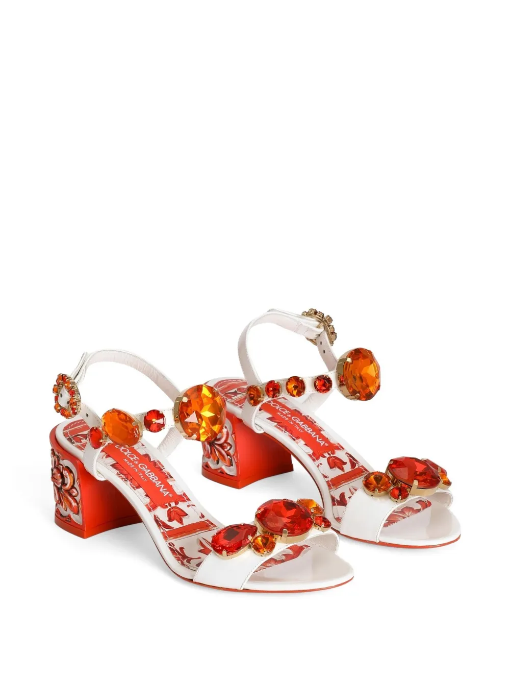 Dolce & Gabbana Lakleren sandalen met borduurwerk Wit