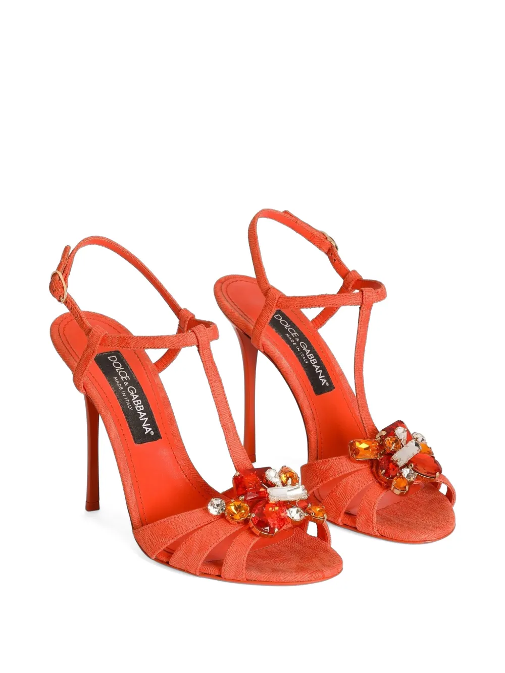 Dolce & Gabbana Brokaat sandalen met borduurwerk Oranje