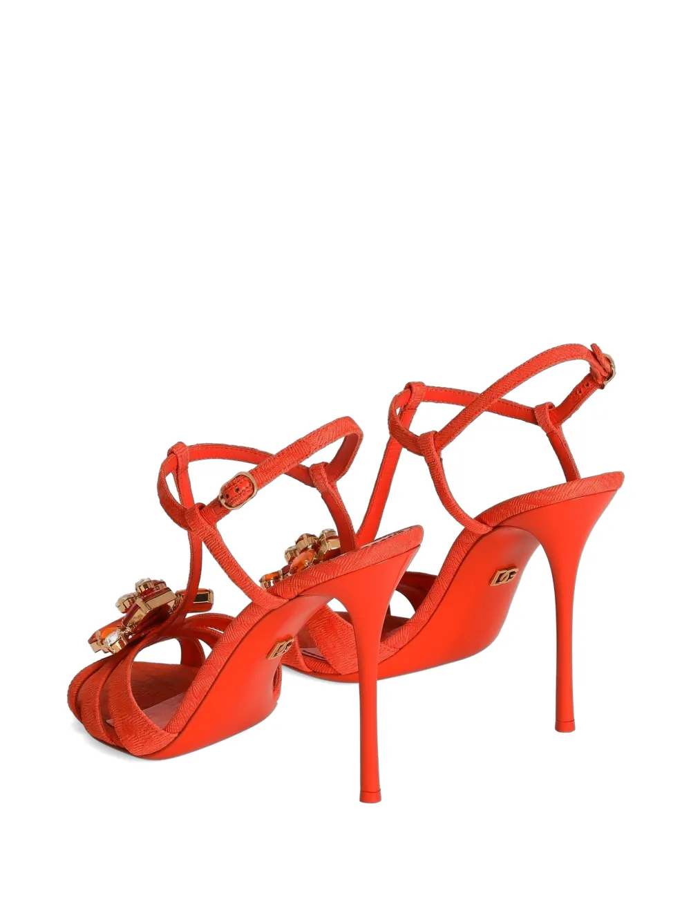 Dolce & Gabbana Brokaat sandalen met borduurwerk Oranje