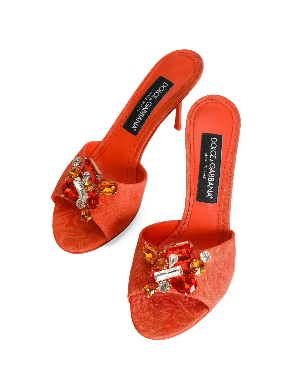 Dolce & Gabbana Brokaat muiltjes met borduurwerk Oranje