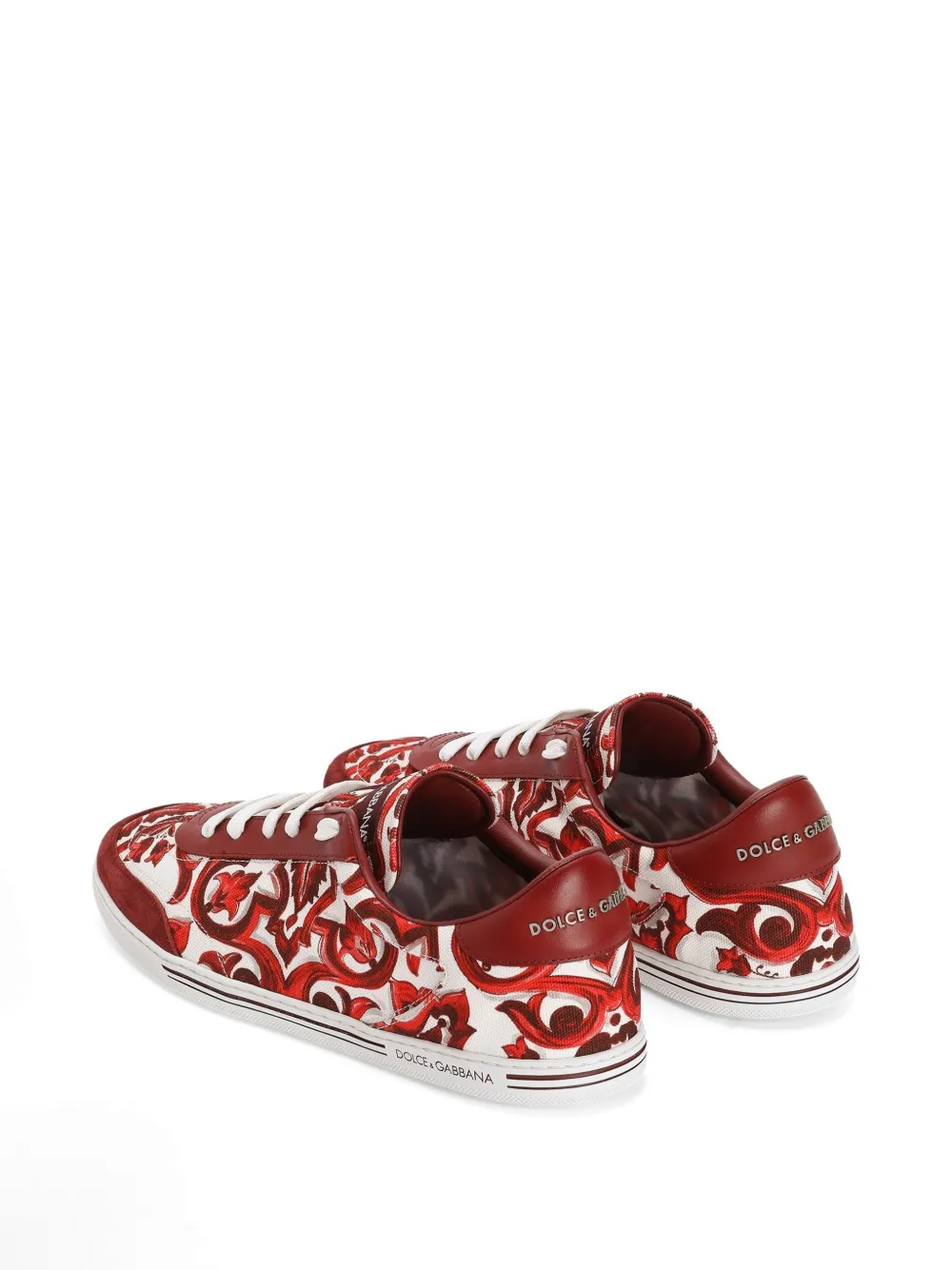 Dolce & Gabbana Katoenen en kalfsleren Saint Tropez Light sneakers met Majolica-print Rood