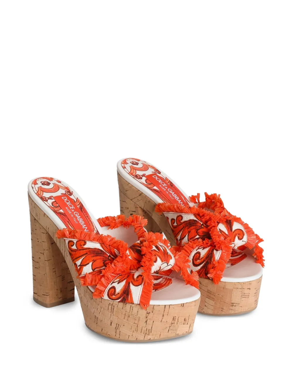Dolce & Gabbana Brokaat sandalen met Majolica-print Oranje