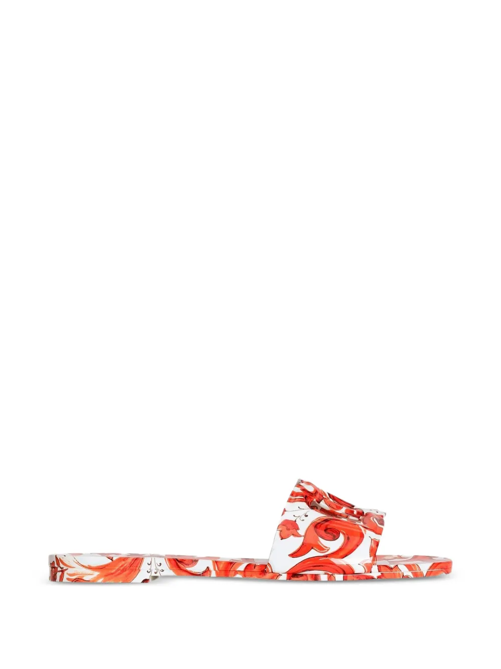 Dolce & Gabbana Gummi-Pantoletten mit Majolica-Print - Weiß
