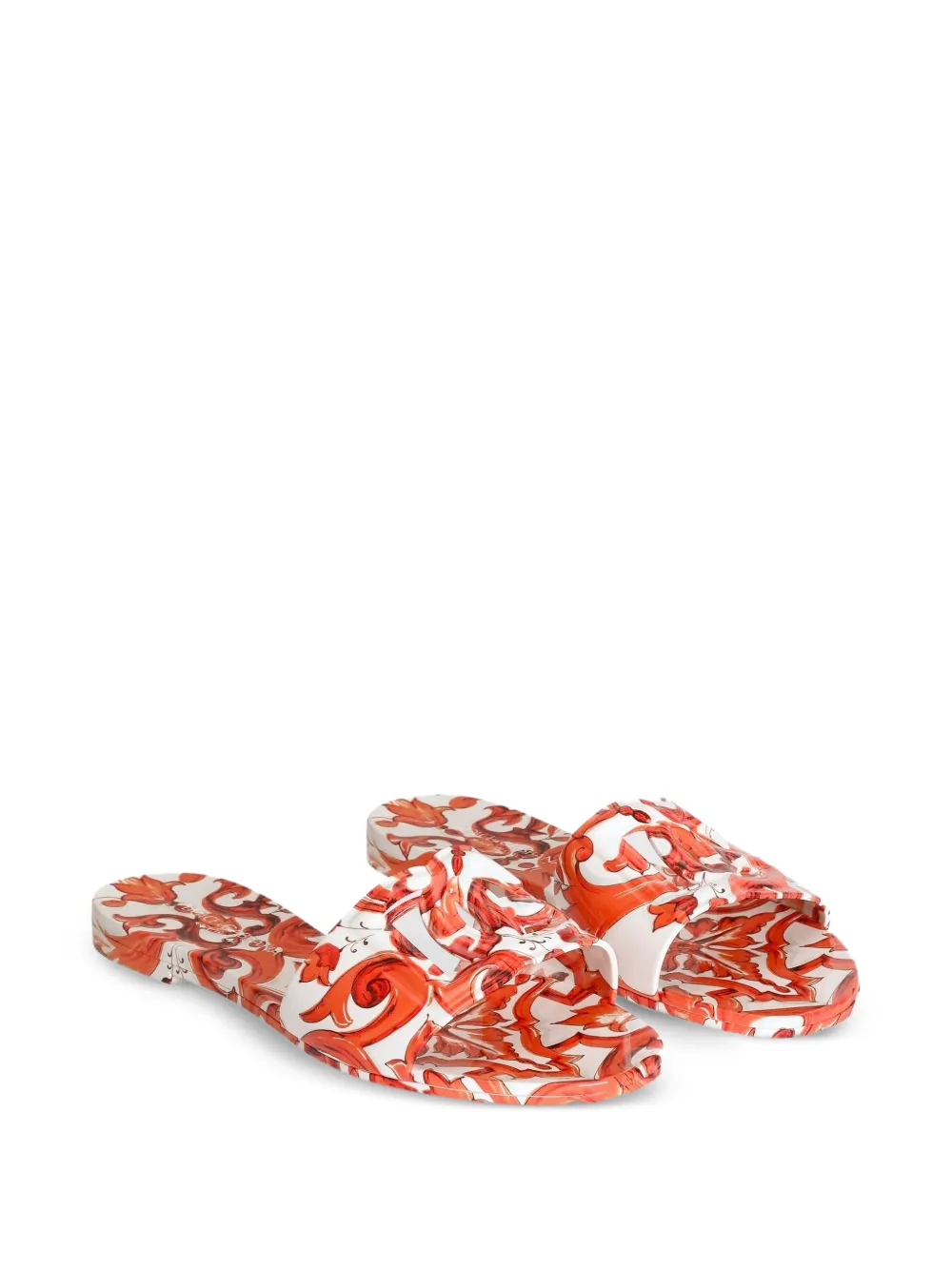 Dolce & Gabbana Rubberen slippers met Majolica-print Wit