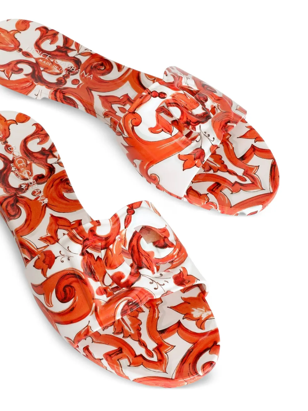 Dolce & Gabbana Rubberen slippers met Majolica-print Wit