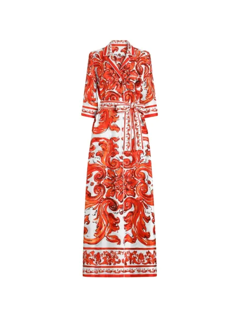 Dolce & Gabbana manteau ceinturé à imprimé Majolica