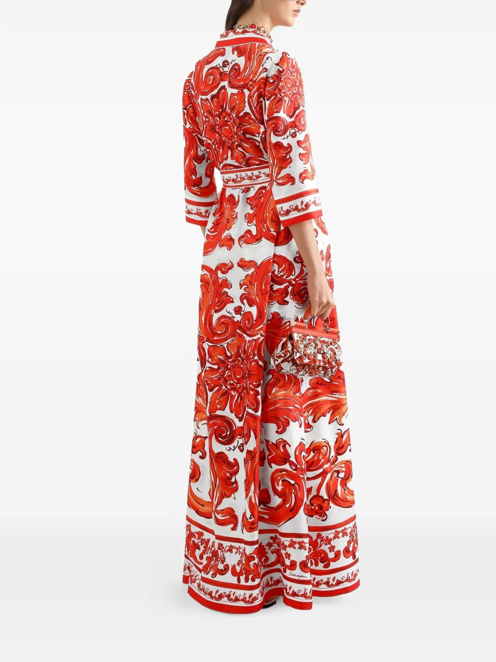 Dolce & Gabbana Jas met Majolica-print en ceintuur Rood