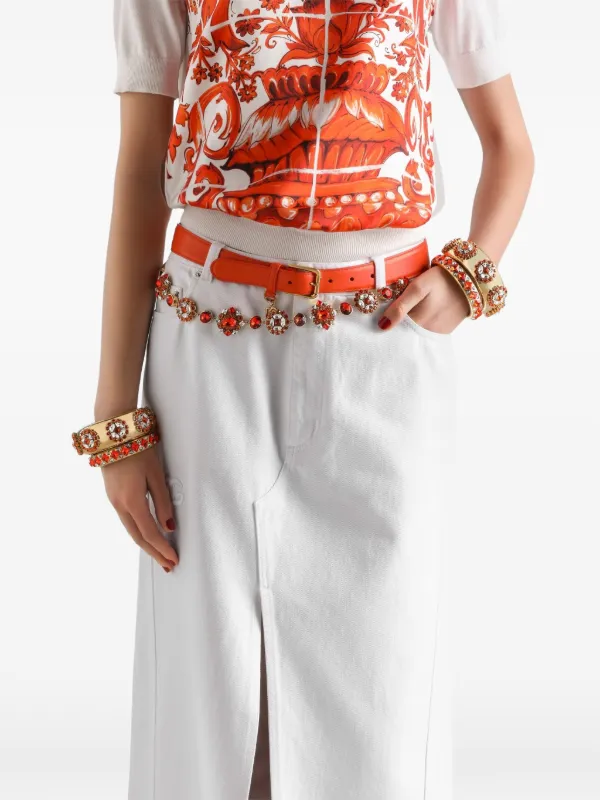 Dolce & Gabbana Long Denim Skirt | White | FARFETCH