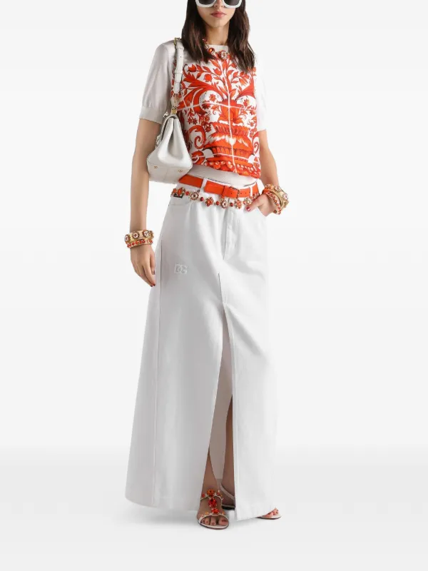 Dolce & Gabbana Long Denim Skirt | White | FARFETCH