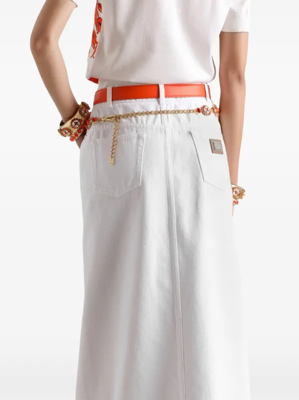 Dolce & Gabbana Long Denim Skirt | White | FARFETCH
