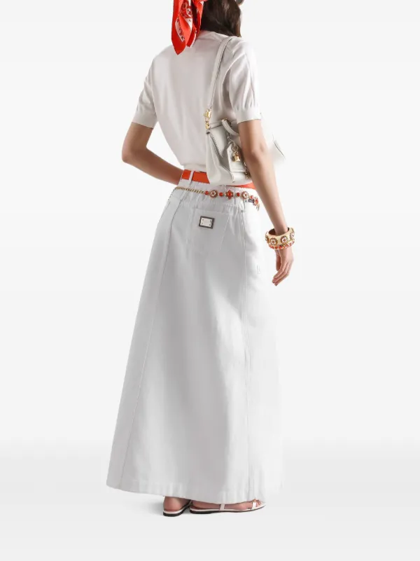 Dolce & Gabbana Long Denim Skirt | White | FARFETCH
