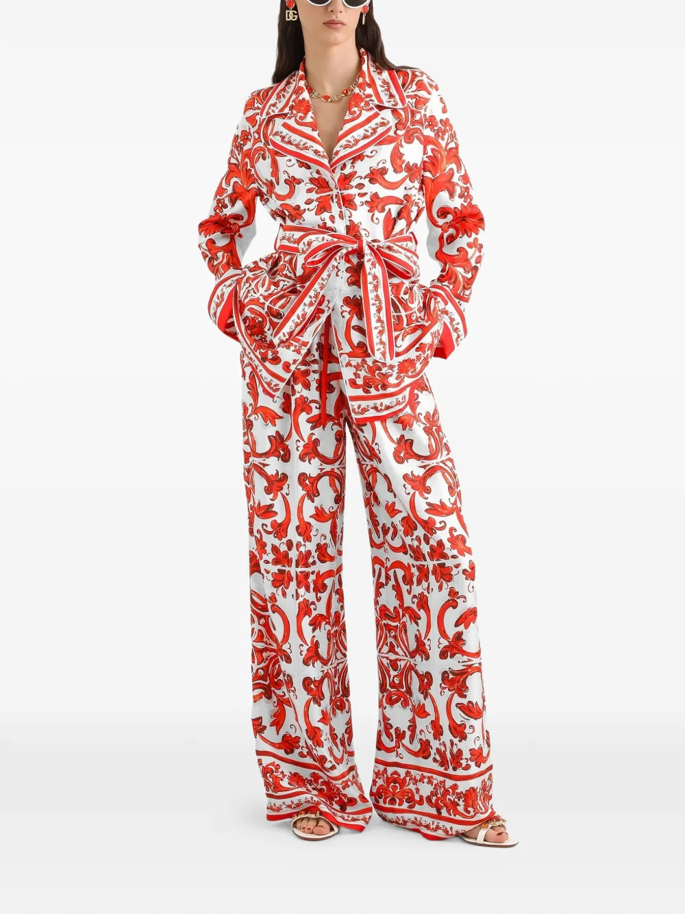 Dolce & Gabbana Vanity zijden blouse met Majolica-print Wit