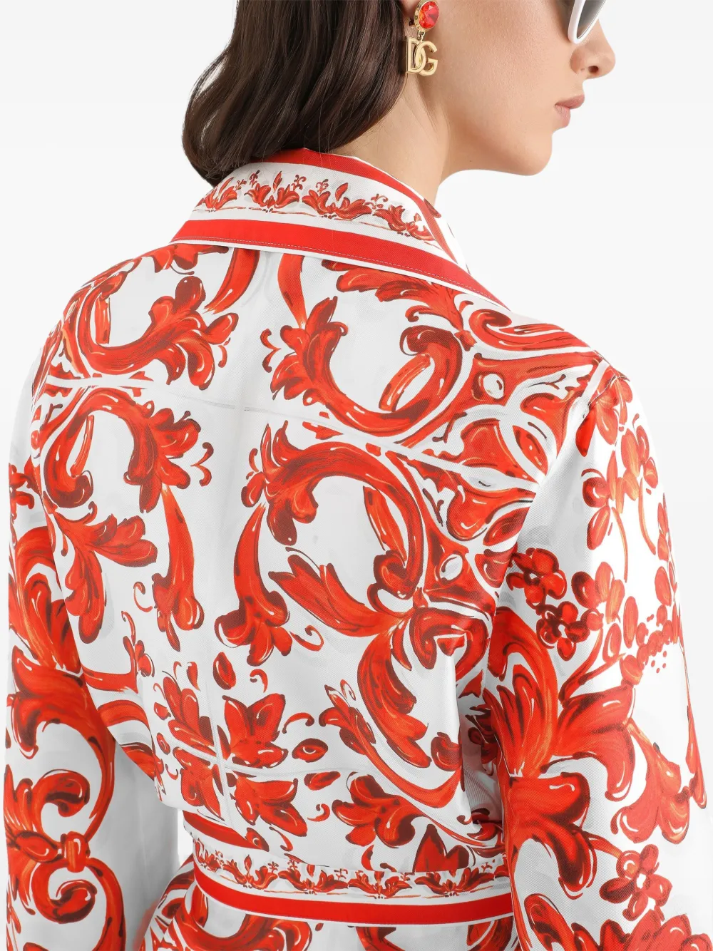 Dolce & Gabbana Vanity zijden blouse met Majolica-print Wit