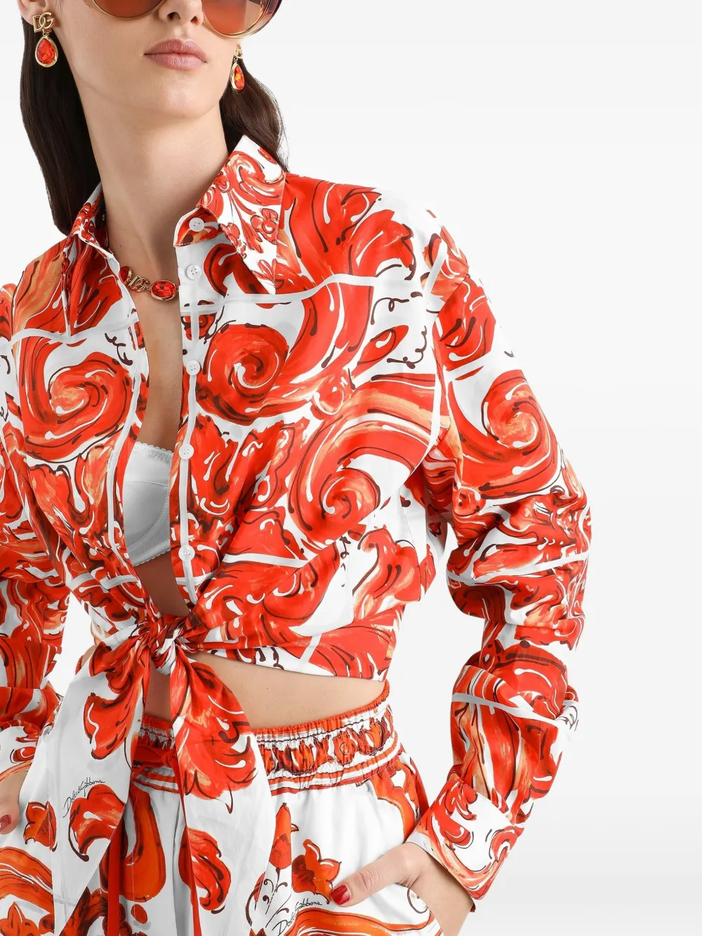 Dolce & Gabbana Popeline shirt met print Rood