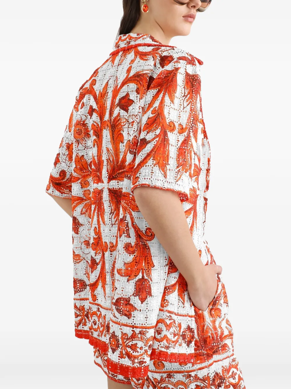 Dolce & Gabbana Broderie anglaise blouse met print Wit