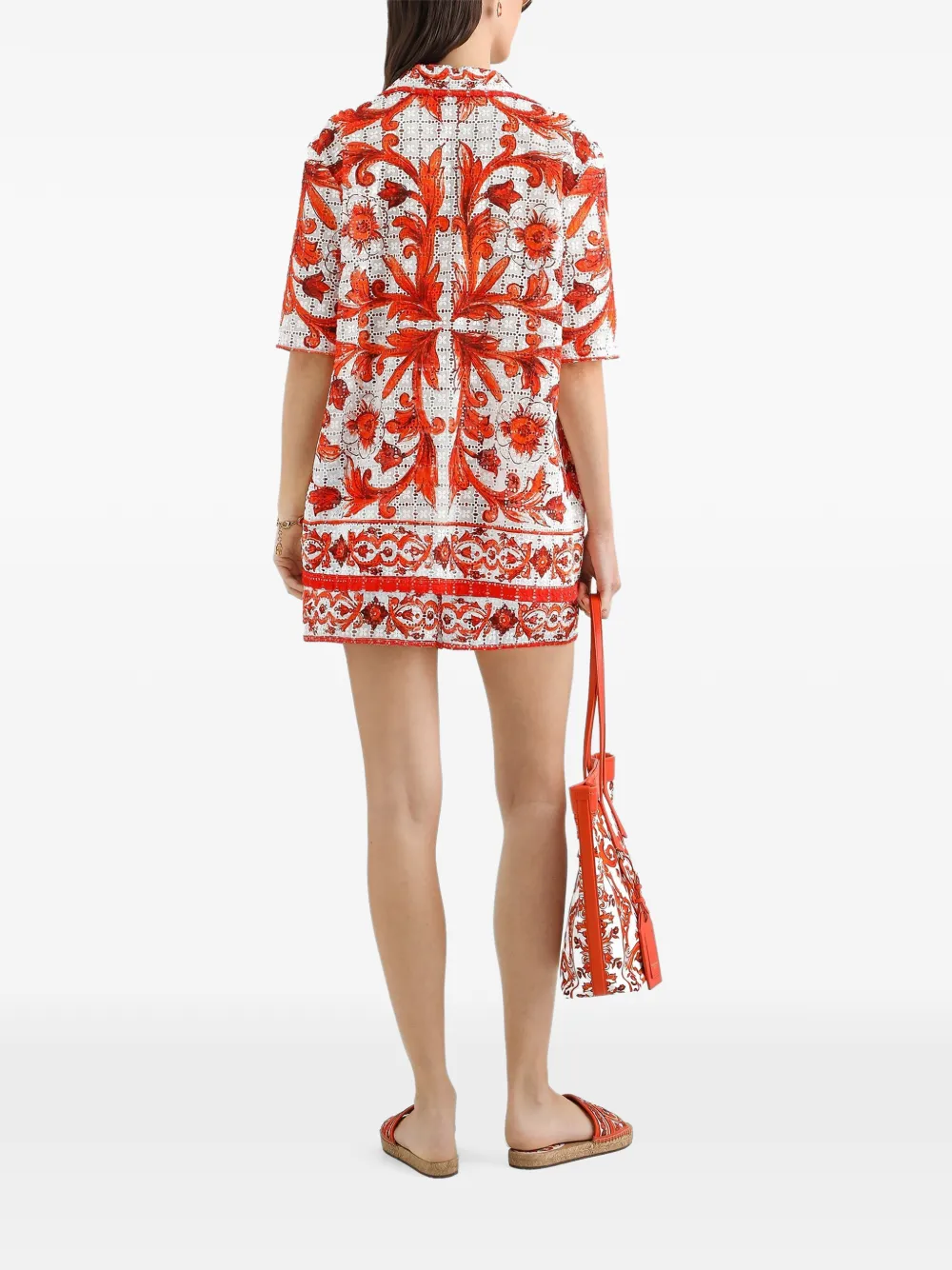 Dolce & Gabbana Broderie anglaise blouse met print Wit
