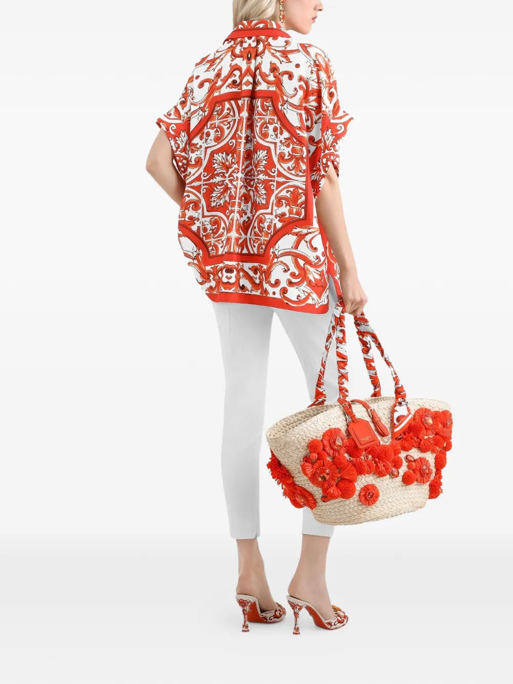 Dolce & Gabbana Zijden overhemd met Majolica-print Rood