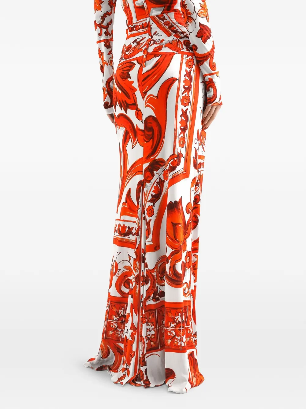 Dolce & Gabbana Organzine maxi-jurk met Majolica-print Oranje