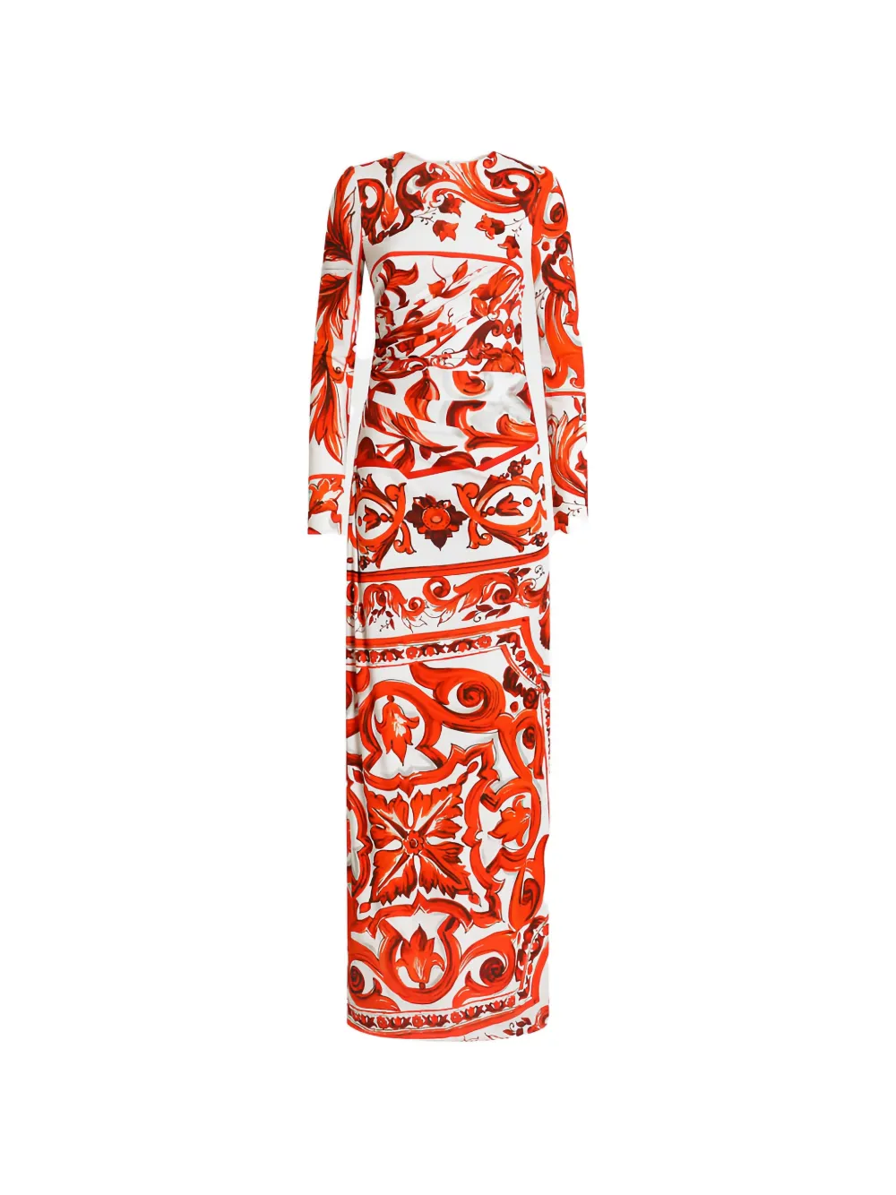 Dolce & Gabbana Organzine maxi-jurk met Majolica-print Oranje