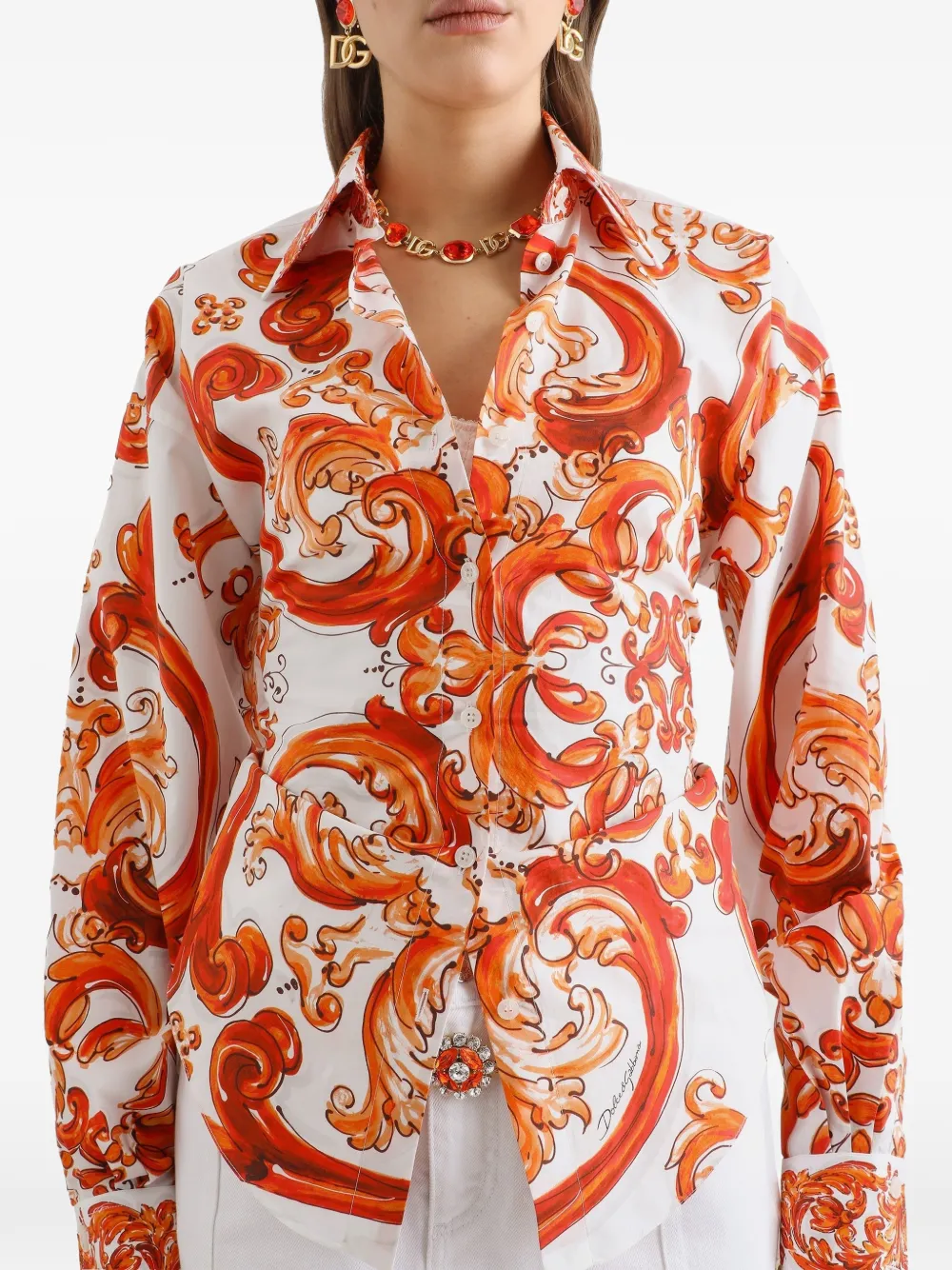 Dolce & Gabbana Popeline shirt met print Wit