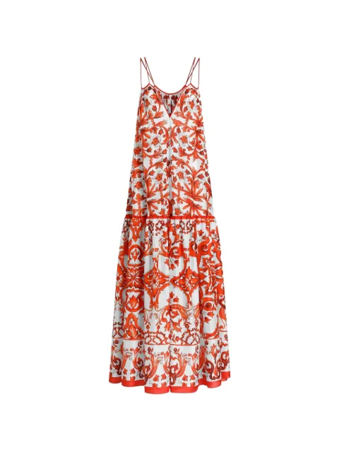 Dolce & Gabbana robe longue Habotai à imprimé Majolica