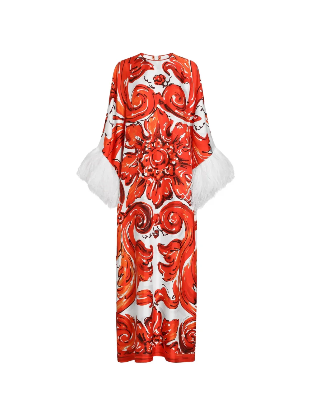 Dolce & Gabbana Caftano lungo con stampa maiolica - Rosso