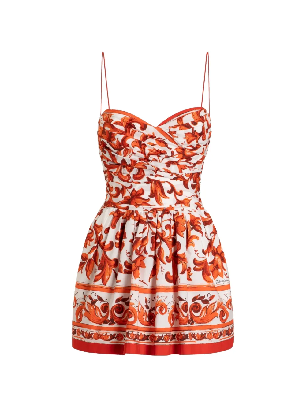Dolce & Gabbana Abito in popeline con stampa maiolica - Arancione