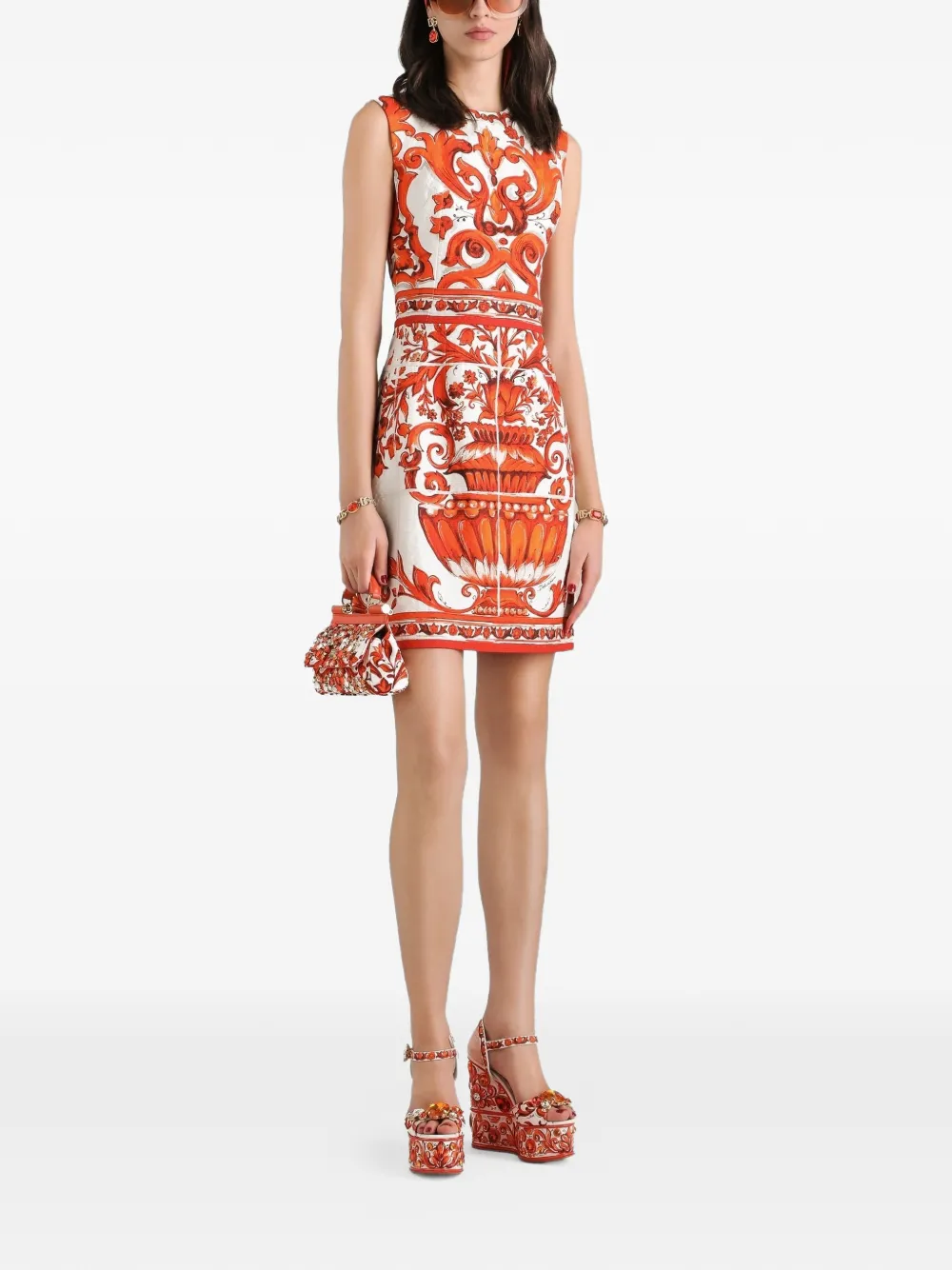 Dolce & Gabbana Mini-jurk met print Beige