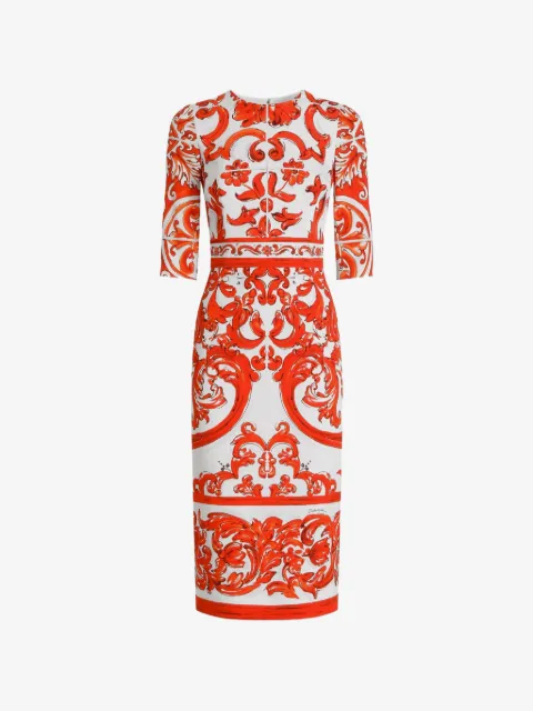 Dolce & Gabbana Majolica-print charmeuse dress