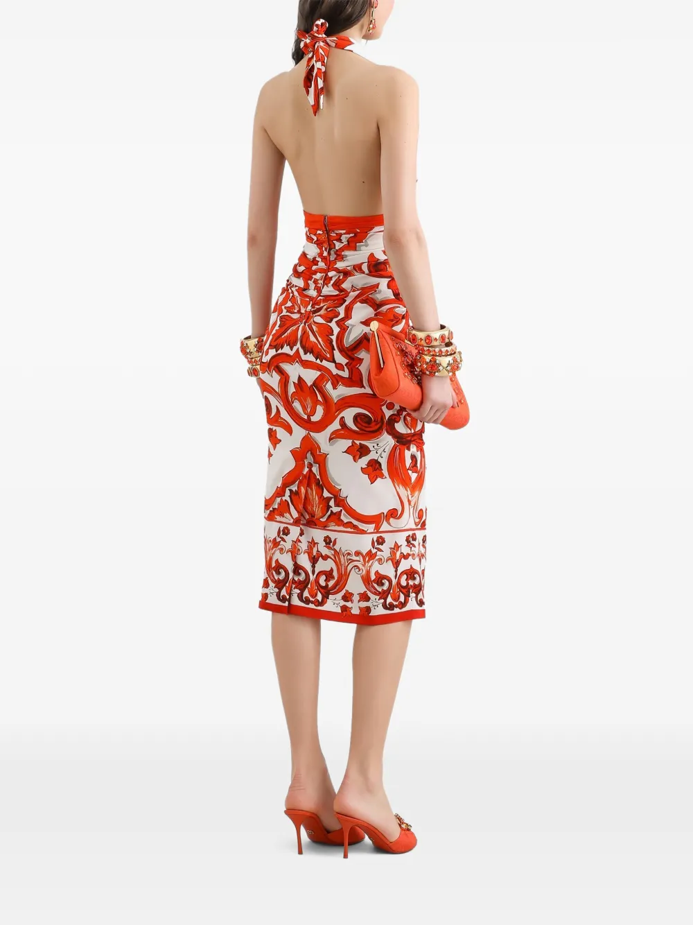 Dolce & Gabbana Maxi-jurk met Majolica-print Wit