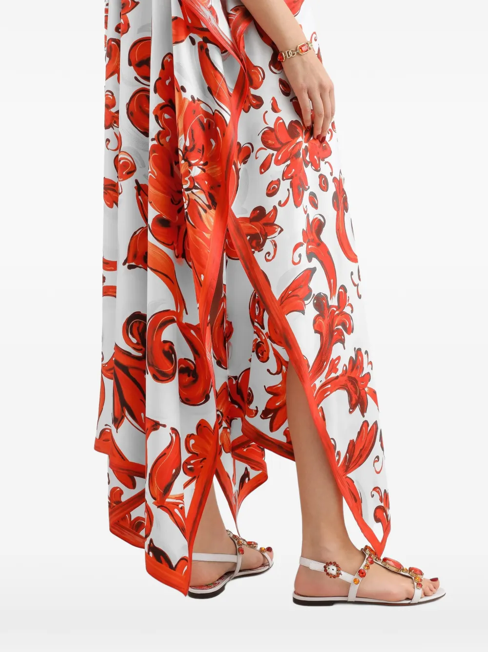 Dolce & Gabbana Twill tuniekjurk met Majolica-print Wit