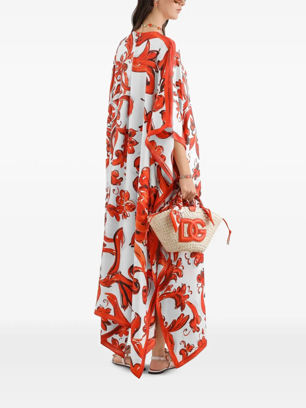 Dolce & Gabbana Twill tuniekjurk met Majolica-print Wit