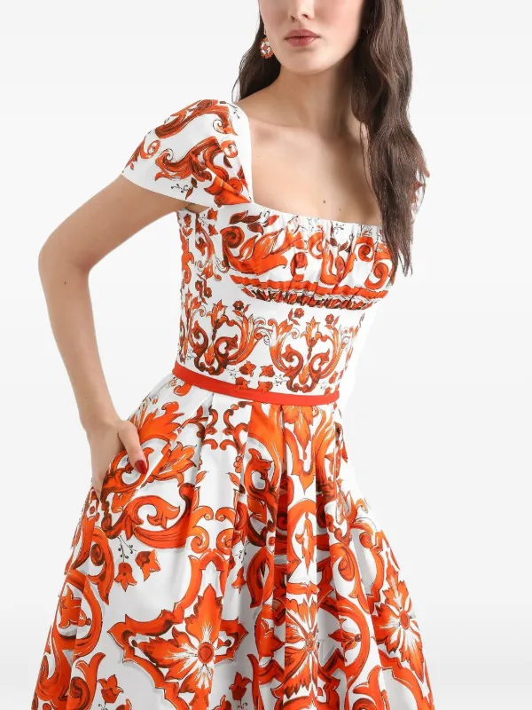 open lace back dress Dolce & Gabbana Orange Floral Ricamo Sheath Long Dress main image 0